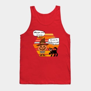 Pumpkin and Black Cat Scary Halloween Tank Top